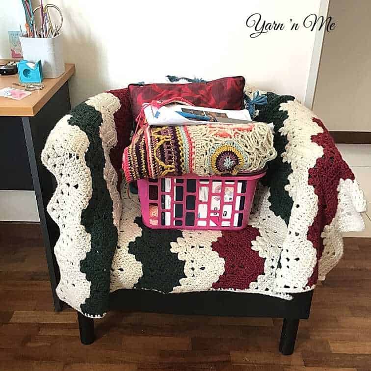 Cozy crochet corner. Have a designated place to crochet in the vicinity of the most accessed parts of your home