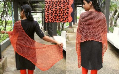 Pentas shawl: Lustrously light crochet shawl for the summer