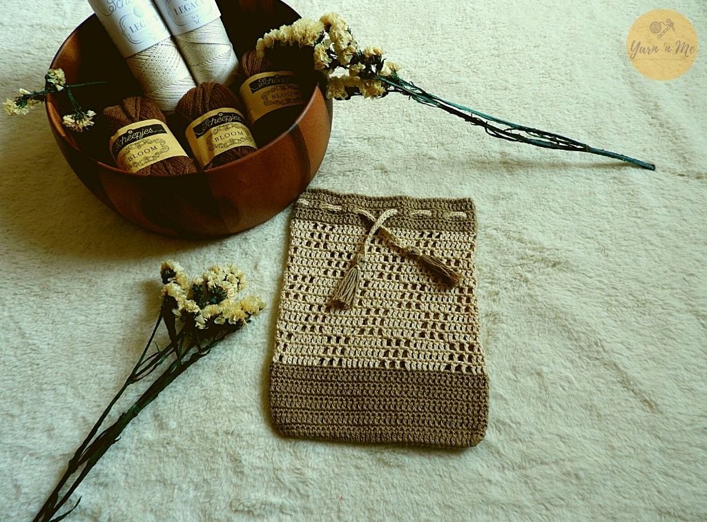 filet crochet drawstring pouch pattern