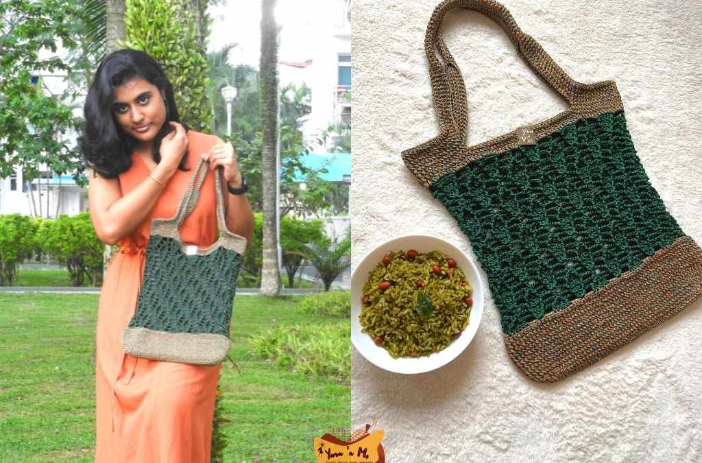 Karivembu Tote: An everyday crochet tote bag pattern inspired by the curry leaves
